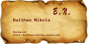 Balthes Nikola névjegykártya